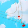 Hanger Kettingen Mooie Sneeuwpop Chrrry Necklacer RedSanta Claus Multilayer Trui Keten Kerst Sieraden Voor Vrouwen 13962