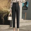 Calça Feminina Terno Feminino Formal Negócios Estilo OL Senhora Deslocamento Cintura Alta Reta Perna Larga Calça Macia