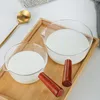 Milk Pot Glass Wood Handle Cute Instant Noodles Soup Salad Baby Feeding Single Pan Breakfast