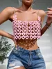 Kobiety S Tanki Camis Pearl Chain Straps Streetwear For Women Heart Ring Detail bez pleców Póżowy Cami Top 230718