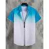 Mens Casual Shirts Hawaiian mens gradient top casual chemise simple été à manches courtes vêtements rue voyage vacances surdimensionné 230718