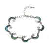 Braccialetti con ciondoli Bracciale con perline di luna stella di moda Braccialetto di conchiglia di abalone colorato naturale intagliato gioielli con chiusura a moschettone con base in lega intarsiata