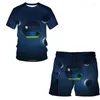 Herrspårar Starry Sky Summer 3D Tryckt T-shirt Shorts Set Sportswear Tracksuit O Neck Short Sleeve Clothing Suit