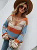 Женские свитера Fitshinling Patchwork Patchwork Vintage Jumper.