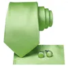 Bow Ties Green Solid Silk Wedding Tie For Men Gift Mens Necktie Handky Cufflink Fashion Business Party Dropship Hi-Tie Designer