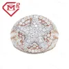 Designer di gioielli in argento sterling 925 placcato oro rosa ghiacciato Hip Hop Uomo VVS Moissanite Star Ring con certificato GRA