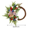 Decorative Flowers Artificial Tulip Flower Wreath Independence Day Garland Patriotic Decorations 4th Of July Floral Silk Rattan Wreaths For