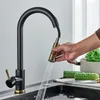 Küchenarmatur Wasserhahn ausziehen Waschbecken Wasserhahn Eingriff Mixer 360 Rotation gebürstete goldene Dusche