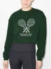 Sweats à capuche pour femmes Sweats Femmes Oneck Vert Sweat Tennis Raquette Lettres Broderie Sport Pull Top pour Dames 2022 Nouveau Automne et Hiver J230718