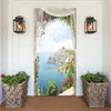 Wall Stickers Custom Size Door Mural Cover Adhesive PVC Sticker Bridge Forest Sea Glass View Scenery Wrap Wallpaper Wood Grain DIY Decals 230717