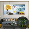Relógios de parede cristal porcelana pintura relógio sala de estar com calendário mudo quartzo decorativo design moderno