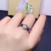 Cluster Rings 925 Pure Silver Chinese Style Natural Citrine Women's Noble Trendy Flower Color Zircon Justerbar ädelring Fina smycken