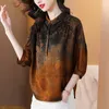 Etnik Giyim 2023 Çin Geleneksel Bluz Kadınlar Retro Çiçek Baskı Saten Ulusal Hanfu Oryantal Tang Takımını Gevşek