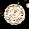 Plates European Luxury Dried Fruit Ceramic Plate 6-grid With Lid Trinket Dish Snack Tray Household Japanese Candy Seed