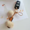 Keychains Lanyards Summer Slipper Shaped Shoe Keychain with Genuine Mink Fur Trim Fashion Lover S Bag Purse Charm 230718