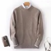 Pulls pour hommes col montant pull en laine décontracté cachemire tricoté à manches longues doux et peau pull automne