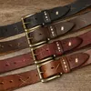 Krawatten 3 8 cm Männer Hohe Qualität Echtes Leder Gürtel Luxus Designer Messing Pin Schnalle Gürtel Reines Rindsleder Vintage Strap männlichen Jeans für Mann 230718