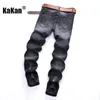 Jeans da uomo Kakan Nostalgic Straight Tube Europeo e americano Torn Hole Cut Rag Patch Stretch Uomo K029704 230718