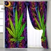 Cortina BlessLiving Green Leaf para sala de estar Blackout Creativity Colorful Window Treatment Drapes 1pc