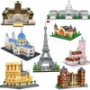 Blocks Słynna światowa architektura Diamond Building Blocks Tower Louvre Church Micro Blocks Bricks Construction Toys for Children R230718