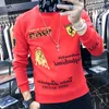 Erkek Hoodies Lüks Nakış Teri Homme Hayvan Baskı Sweatshirts Bahar Kişilik Mektubu Parlayan Sokak Giyim Trend Sweatshirt Erkekler