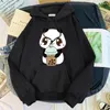 Herrtröjor söta panda som dricker pärla mjölk hoodie manlig höst varm tröja trend harajuku pullover för mens lös träning