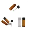 clephan Storage Bottles Portable Small Glass Bottle Snuff Snorter with Metal Spoon Sniffer Container