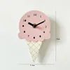 Wall Clocks 1Pc Creative Cute Ins Nordic Style Clock Home Mini Ice Cream Shape Cartoon Silent Room Decoration