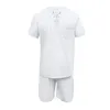 Men's Tracksuits Brand Men Streetwear White Man Tracksuit Clothing M-3xl Men Linen Beach Wear Clothing Solid Color Front Lace Up Men Hawaiian Set 230718