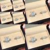 Wedding Rings 2pcs/set Women Princess Couple Silver Color Square Cut Zircon Ring Sets Cubic Zirconia Bridal Jewelry