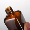 10 20 30 50 100 ml Amber fyrkantig glasflaskor med ögondroppar aluminiumlock Eterisk oljeflaska för labkemikalier, köln, parfym TGAAN