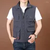 Men's Vests Coats Work Vest Clothing Hunting Overalls Motorcyclist Coat Summer Sleeveless Jacket Male MAN Clothes Sleeve