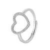 Cluster Rings S925 Sterling Silver Heart-Shaped Hollow Zirconia Ring Female Europe and the United States Light Luxury Fashion