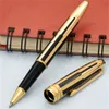 Högkvalitativ ny Black and Gold Stripes Roller Ball Pen Ball Point Pens Fountain Pen Hela gåva 227U