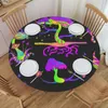 Table Cloth 60s Esoteric Mushrooms Waterproof Polyester Round Tablecloth Catering Fitted Cover