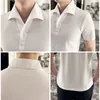 Hommes Polos Exquis Style Coréen Oneline Cou Casual Polo À Manches Courtes 2023 Été Col Cubain Hommes Bureau Club Streetwear 230717