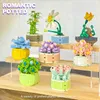 Blocks Romantic Assembly Brick Building Blocks Bouquet Flower Model Home Decoration Plant Potted Girl Gift Children's Toys R230718