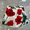 Survêtements pour femmes Rouge RoosaRosee Mode Coton Twinset Vintage Col Rabattu Imprimer Blouse Shorts Resort Costumes Ensemble 2023 Printemps Été