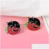 Pins Brooches Gold Sier Cats Enamel Pin Fruit Berry Badge Brooch Bag Clothes Lapel Cartoon Animal Jewelry Gift For Cat Fans Kids Dr Dh1Xn