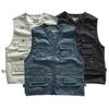 Men's Vests V-neck Sleeveless Waistcoat Versatile Outdoor Cargo With Multiple Pockets Zipper Placket Stylish For Summer