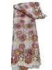 KY-2105 Tissu africain en dentelle de soie de lait bicolore en vente, maille Guipure, 4,5 m, confortable, motif scintillant, robe formelle pour dames, banquet, fête, automne