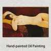 Abstract Portrait Canvas Art Nude Woman Reclining Amedeo Modigliani Painting Handmade Contemporary Home Decor