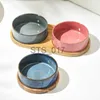 ألواح الكلاب المغذيات الأخرى مستلزمات الحيوانات الأليفة Cat Cat Ceramic Bowl Kiln Transmattion Pet Food Water Fearers Medium Mediance Dogs Double Drink Enging Feeding Supplies X0715