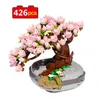 الكتل Mini Sakura Tree House Build Block City Street View Cherry Blossom Model Build Builds DIY Toys Toy Toy for Gift R230718