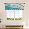 Curtain Teal Gradient Marble Pattern Kitchen Small Window Tulle Sheer Short Bedroom Living Room Home Decor Voile Drapes