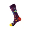 Skarpetki męskie 2023 powieść Hip Hop Design Sox Comfort Harajuku styl Alien Planet Space Space Happy Art 39-45 EUR