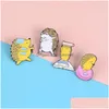 Pins Brooches Cute Hedgehog Enamel Pins Love Reading Hip Hop Animal Badge For Women Wholesale Weighing Cartoon Lapel Pin Shirt Bag Dhdtf