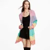 Maglioni da donna Cardigan arcobaleno da donna Autunno Inverno Donna Manica lunga Moda casual Maglioni patchwork a righe Camicie lavorate a punto aperto L230718