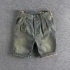 Herren-Shorts, Vintage-Waschung, Distressed-Design, Denim, lockere Passform, gerades Bein, vielseitige mittellange Jeans