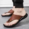 Slippers Summer Men Slippers New Korean Leather Sandals Men's Flip-Flop Beach Shoes Fashion Casual Sandals for Indoor and Outdoor Wear L230718